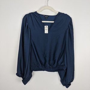 NWT Navy Blue Express Blouse, Puff Sleeve, Medium